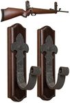 TESLYAR Gun Rack for Wall with Metal Hooks - Rifle Wall Mount - Real Hardwood Gun Holder - Rifle Rack - Gun Hooks for Rifle, Shotgun, etc - Wall Display for Gun - Shotgun Storage & Accessories