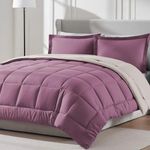 FURBO Reversible 200 GSM AC Comforter Set Double Bed with 2 Pillow Covers, Quilt for Double Bed King Size for All Season Comfort (90x100 Inches, Plum & Vanilla)