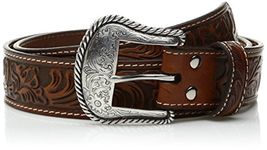 Nocona Boots mens Floral Embose Western Bucle Belt, - Brown, 40