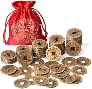 Coopay 120 Pieces 1 Inch Chinese Fortune Coins Feng Shui I-Ching Coins Chinese Good Luck Coins Ancient Chinese Dynasty Time Coin with Red Lucky Pouch