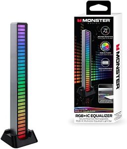 XTREME DIGITAL LIFESTYLE ACCESSORIES Monster Sound-Reactive Multicolor LED Equalizer Light Bar, Horizontal/Vertical Mounting, Rechargeable, USB Charging Cable Included