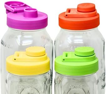 Mason Jar Lids Wide Mouth Plastic 4 Pack - With Flip Cap Screw Top Pouring Spout and Drink Hole - Fits Kerr and Ball Canning Jars - Wet/Dry Food and Liquid Storage - MADE IN USA (Spring Mixed Colors)