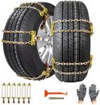 Pack of 6 Universal Snow Chains for Car Ninonly Winter Snow Chains Car with Plastic Snow Shovel and Gloves for Car Truck SUV Roadway Snow Road Car Safety Climbing Width 165-265 mm