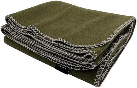 EKTOS 100% Virgin Wool Blanket, 90" x 108", Best Camp Bedding, Extra Large, Washable (Olive Green, King Size)