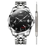 OUPINKE Analog Men's Watch (Black Dial Silver Colored Strap)