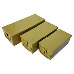 Ginoset® Stainless Steel Locker Boxes Jewellery Boxes Cash Peti Set (Multi_Pack of 3) Size -8.2 Inch, 10.2 Inch, 12.2 Inch. (With Powder-coated Gold Finish) (Standard)