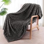 Exclusivo Mezcla Large Soft Fleece Throw Blanket, 127x178 CM Stylish Jacquard Throw Blanket for Couch, Cozy, Warm, Lightweight and Decorative Grey Blanket