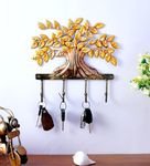 CRAFT TREE Metal Handpainted Golden Colour Tree Key Holder (12X2X11) inch