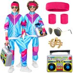 80s Tracksuit for Men Women Retro Hip Hop Windbreaker Costume Set Accessories Cosplay Disco Outfit 90s Suit