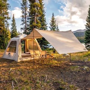 TAILI Inflatable Blow Up Tent for Camping with Hand Pump for 3/4/6 Person, Easy Setup Outdoor Inflatable Oxford Waterproof Air Tent House for Family Camping Adult