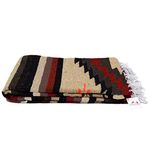 Open Road Goods Aztec Navajo Style Blanket, Throw, or Yoga Bolster - Handwoven Mexican Diamond Blanket Southwestern Style - Brown