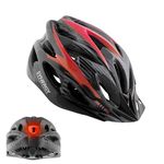 Synergy Cycling Helmet with Rear Led for Rider Visibility and Front Visor for Smooth Riding and Light Weight Adjustable Bicycle Helmet (Led Helmet-Red)