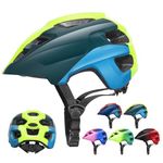 RaMokey Kids Helmet, Kids Bike Helmet for Boys Girls, Cycle Helmet with Visor for Kids 3-13, Childrens Bike Helmet Bicycle Cycling Helmet(S/M 48-56CM) (Green+Blue)