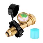 WADEO Propane Tank Gauge, Universal Fit POL Propane Tank Adapter with Gauge Converts POL LP Tank Service Valve to QCC1 / Type 1, Old to New Connection Type