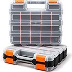 2 Pack Double Sided Tool Box Hardware Storage Organizer Small Parts Case Portable Plastic Tackle Container with 34 Removable Dividers for Organizing Screws Nuts Nails Bolts