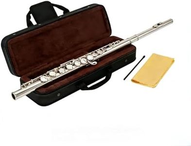 C Flute 16 Key Closed Hole - Beginner Flute to Professional Concert Flute | Nickel/Silver Plated Flute Instrument with Cleaning Kit, Case & Tuning Rod | Flutes for Beginners, Students & Professional