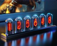 AYYDS LED Nixie Tube Clock, Glow Tube Clock, DIY Customised Photos Display, Weather Display, Digital Retro Vintage Clock Table Clocks, Creative Decoration Gift