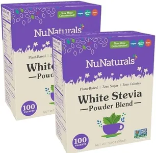 NuNaturals White Stevia Powder Packets, Single-Serve, Zero Calorie Sugar Substitute, 100 count