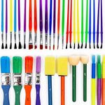 Horizon Group USA Paint Brushes -35 All Purpose Paint Brushes Value Pack – Includes 8 Different Types of Brushes, Great with Watercolors, Acrylic & Washable Paints. Multicolored