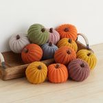 Small Knit pumpkins, cozy home décor, best orange for fall bowl filler, gift for hostess, warm home décor colors, shelf accent décor, wedding table setting (Small Knit Assorted 12)