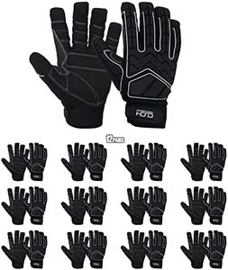 HANDLANDY Pack of 12 Pairs Anti Vibration Gloves for Men, SBR Padding, TPR Protector Impact Gloves (Medium, Black)