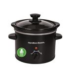 Hamilton Beach 1.8L Mighty Mini Slow Cooker, 90W Energy-Efficient Design, Removable Ceramic Bowl, 3 Heat Settings, Compact for 1-2 People, Easy Clean, Black - HBSC020B