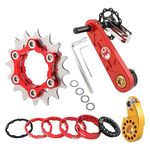 Ronyme Mountain Bike Single Speed Conversion Kit with Chain Tensioner, Spacers, Single Speed Cassette, Components Replacement, Red 16T