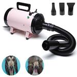 dicn Dog Hair Dryer Professional 2800W Low Noise with 3 Nozzles & Extendable Hose Fur Blaster Grooming Dryers Adjustable Temperature for Pets Cats Dogs