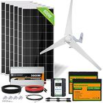 ECO-WORTHY 24V 1000W Solar Wind Power Kit: 1*400W Wind Turbine + 6*100W Solar Panel + 2*12V 100Ah Lithium Battery + 1*24V 3000W Inverter for Home/RV/Boat/Farm/Street Light and Off-Grid Appliances