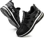 Kezhiho Steel Toe Shoes for Men Women Air Cushion Lightweight Work Shoes Comfortable Breathable Puncture Proof Slip Resistant Sneakers Construction Industrial Safety Shoes (D0230146)