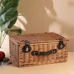 Habere India-All The Cultures Fabricating India Large Wicker Picnic Basket for Camping | Outdoors | Wicker Basket with Handle for Outdoors | Rectangular Picnic Baskets - Brown (L45 x W31 x H19 cm)
