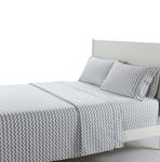 Soft Bed Sheets Microfiber Attached Fitted & Flat for Waterbed Mattress only, Queen-Waterbed Sheet Set - Printed Chevron Zig Zag Bedding Sheets, Grey White Chevron King-Waterbed Size