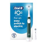 Oral-B iO2 Electric Toothbrush, for an Easy Switch to Electric, Forest Green, Rechargeable Electric Toothbrushes, iO Series 2 Starter Kit with 1 Power Toothbrush and 2 Brush Heads