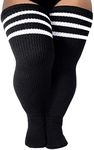 LOUSGUTA Plus Size Thigh High Socks for Thick Thighs- Extra Long Womens Cable Knitted Over Knee High Leg Warmer, Black, 4X-Large