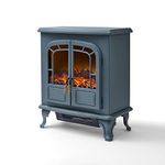 Warmlite WL46019G Wingham Log Effect Stove Fire with Realistic LED Flame Effect, Adjustable Thermostat, 2000W, Grey