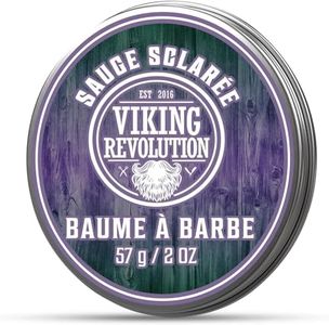 Viking Revolution Baume à Barbe à la Sauge Sclarée avec Huiles d'Argan & Jojoba - Coiffe, Renforce & Adoucit Barbes & Moustaches - Cire Après-Shampoing Sans Rinçage pour Homme