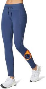BALEAF Women's Thermal Leggings Cold Weather Waterproof Insulated Fleece Lined Tights High Waisted Running Yoga Snow Pants Gear Blue 2XL