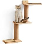 FUKUMARU Cat Climbing Shelf Wall Mounted, Cat Stairway with Jute Scratching Post for Cats Perch Platform Supplies