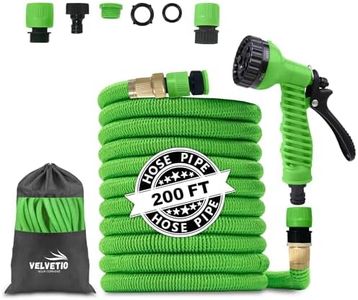 VELVETIO Expandable Strong Garden Hose Pipe 200FT, 7 Function Nozzle Spray Gun with 3/4" 1/2" 1" Leakproof Connector, 4 Layer Latex Core No Kink Flexible Hose for Outdoor & Car Wash, Green