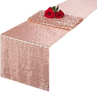 Rose Gold Glitter Sequin Table Runner 12x72 inch for Sparkling Your Party Home Table Docorations Happy Birthday Wedding Bridal Shower Baby Shower