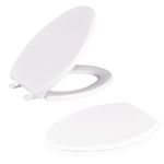 Pironb 18.5" Elongated Soft Close Toilet seat-Slow Close, Oval(Oblong) Toilet Seat for Elongated Toilets, Quiet-Close Lid and Seat, Easy to Install and Clean, Never Loosen, White