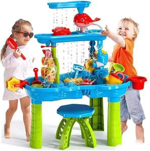 Water Table for Toddlers 3-5 with Auto Leak Design | Outdoor Toys Water Play Table, Summer Splash Pond Showers Sand Activity, Sensory Party Birthday Gift Kids Ages 4-8 9-12