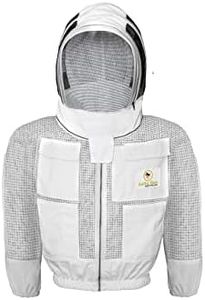 SAFTA Bee Pro 3 Layer Ventilated Beekeeping Jacket, Beekeeper Jacket For Professional Beekeepers, with Fencing Beekeeping Veil, Comfortable, Stingproof Jacket. (Large) (White, 3XL)