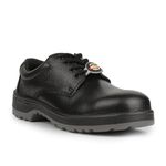 Liberty Warrior 7198-319 STA Safety Shoes for Men, Genuine Leather, Double Density PU Sole, Steel Toe, Black, Size-6UK