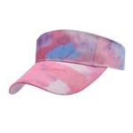 ZLYC Summer Sun Visor Cap Print Sports Tennis Visors Hat for Women Girls(Tie Dyed Pink),One Size