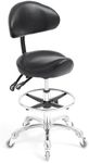 Nolasalon Saddle Stool Chair with Backrest Footrest,Heavy Duty 400lbs,Ergonomic Swivel Rolling Height Adjustable for Salon Beauty Clinic Dentist Tattoo Home Office(Black)