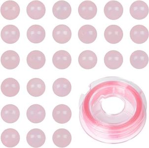 140Pcs Natural Crystal Beads Stone Gemstone Round Energy Healing Loose Beads with Stretch Cord for Jewelry Making Bracelets Anklets (Rose Quartz, 8mm)