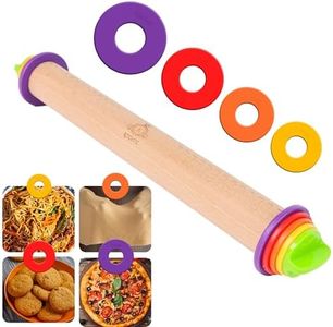 Kitchtic Adjustable Rolling Pin with Removable Rings - Precision Baking and Cookie Dough Rolling Pin with Thickness Measuring Rings for Perfectly Rolled Dough - Multi-Color - 16.9''x2.5''x2.5''