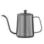 Easyworkz Gage Gooseneck Pour Over Coffee Kettle 20 oz Stainless Steel Hand Drip Coffee Pot with Long Narrow Spout, Black