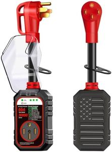 RVRVHOMM 30000J 50Amp RV Surge Protector 50 Amp Flag Design - Upgraded Power Surges Voltage Protection Circuit Analyzer IP68 Waterproof Cover for 50A RVS Camper Trailer Must Haves (50Amp, Red)
